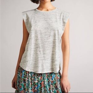 Ted Baker London Julesa Cotton-Blend Grey Tank Top Medium